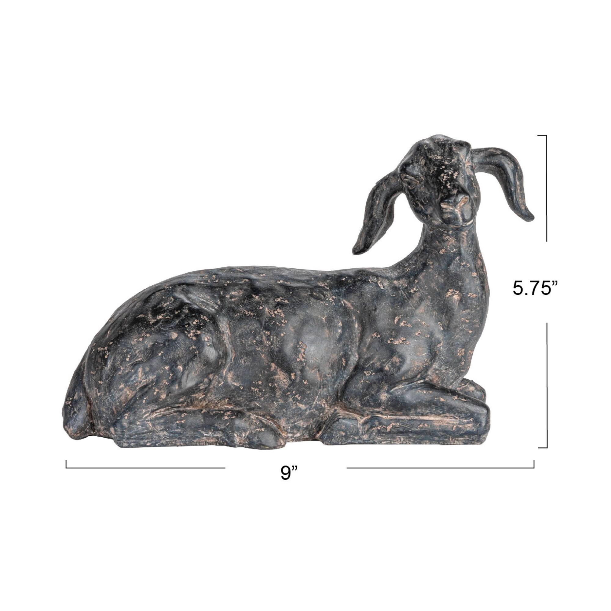 Hello Honey® 9" Black Lying in Rest Goat Accent Décor with Cast Iron Finish